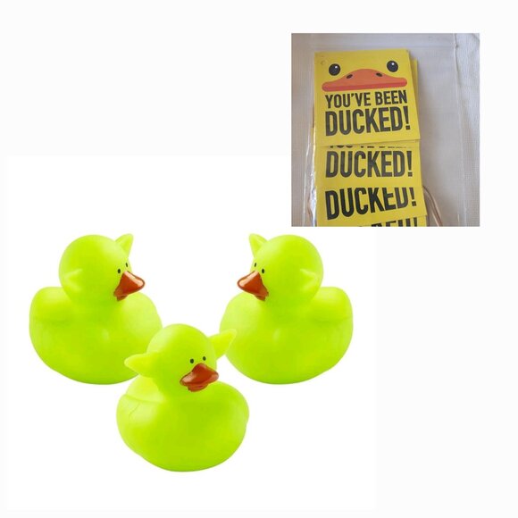 12 ~ Big Ear Rubber Ducks and Cards ~ Lime Green ~ Cruise Jeep 2" Ducks - Picture 1 of 6